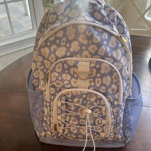 Pottery barn lavender leopard backpack with gold accents